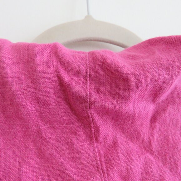 VINTAGE ITEMZ CHRIS BAUMGARTNER 100% Linen Cropped Button Top Pink Lagenlook - Picture 12 of 15